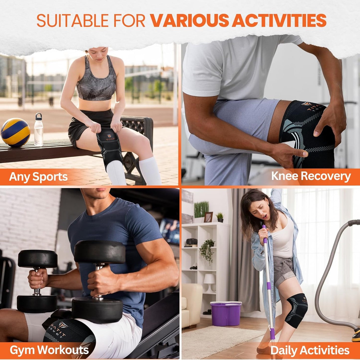 Knee Brace (L) – Compression Sleeve for Joint Pain & Workout Support