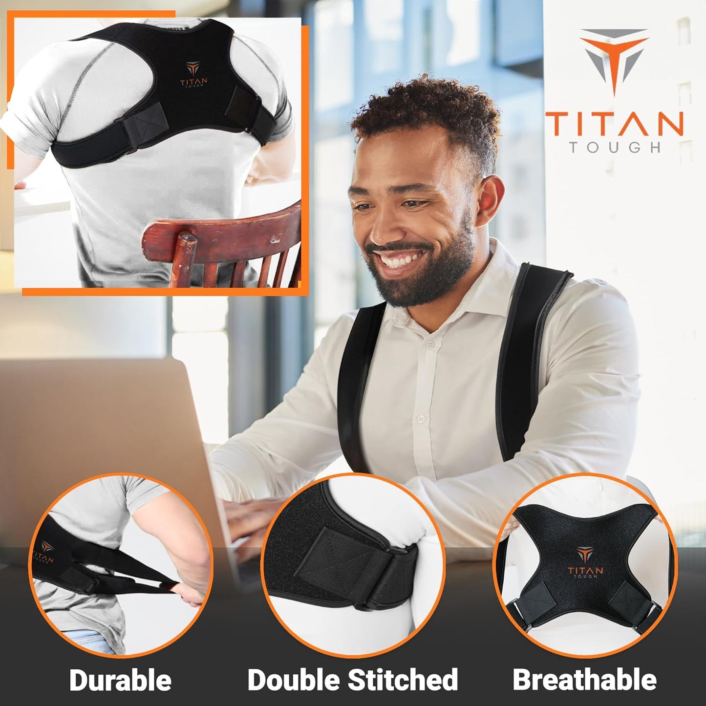 Upper Back Brace (L–XXL) – Adjustable Posture Corrector