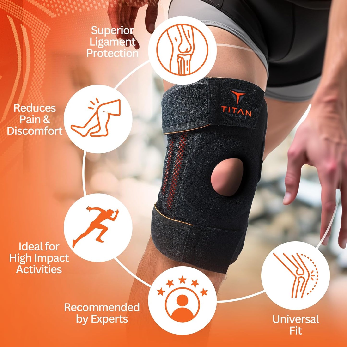 Knee Brace w/ Side Stabilizers (L) – Compression Support for Pain & Recovery