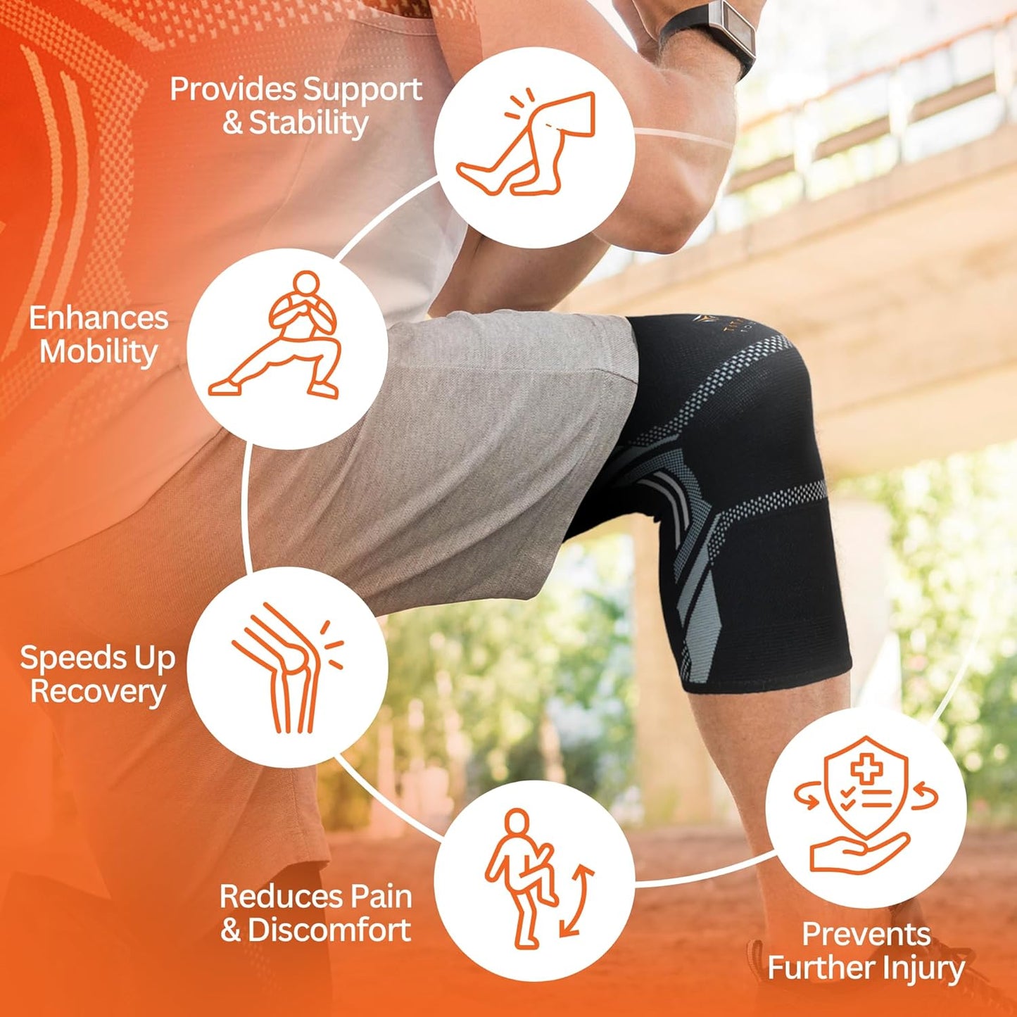 Knee Brace (L) – Compression Sleeve for Joint Pain & Workout Support