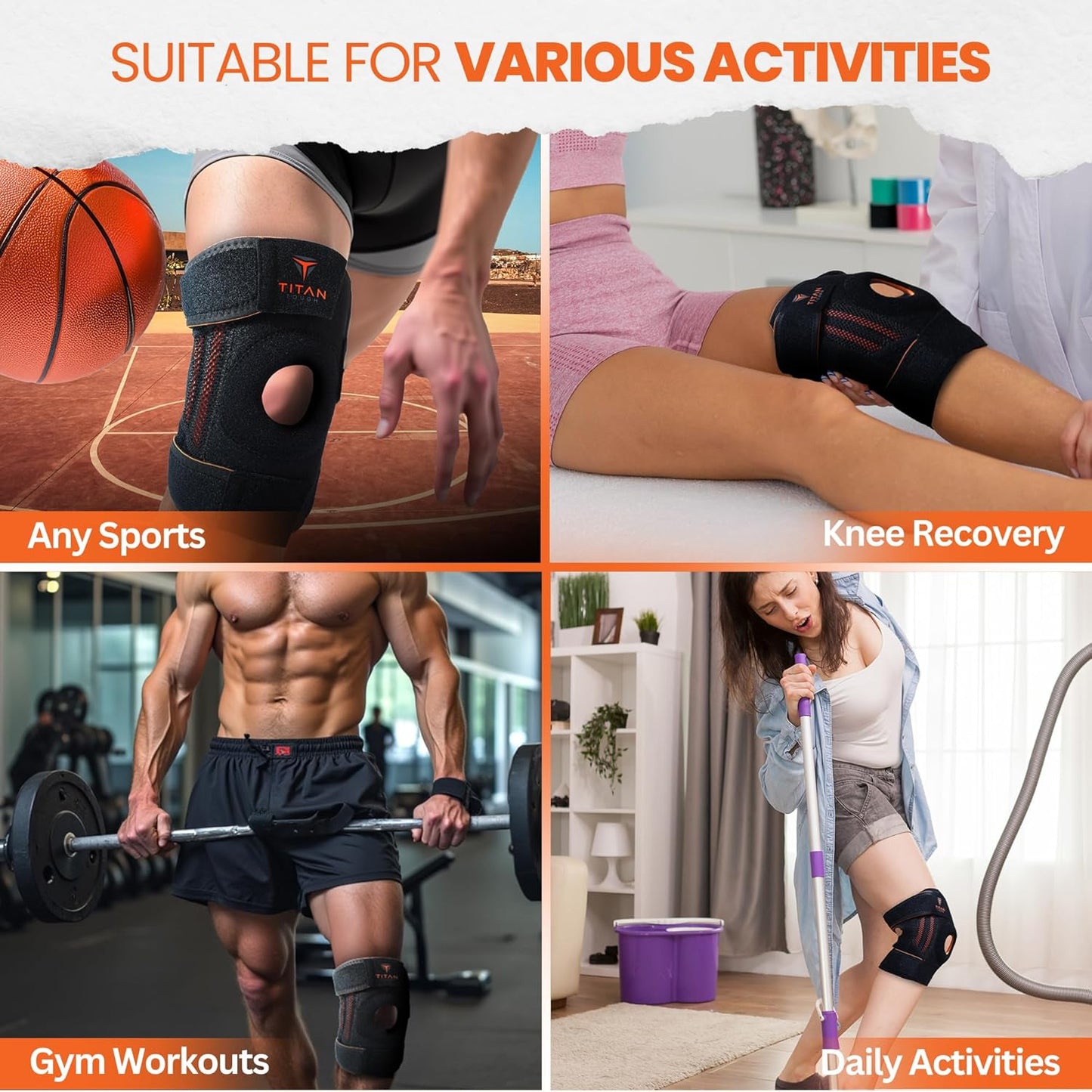 Knee Brace w/ Side Stabilizers (L) – Compression Support for Pain & Recovery