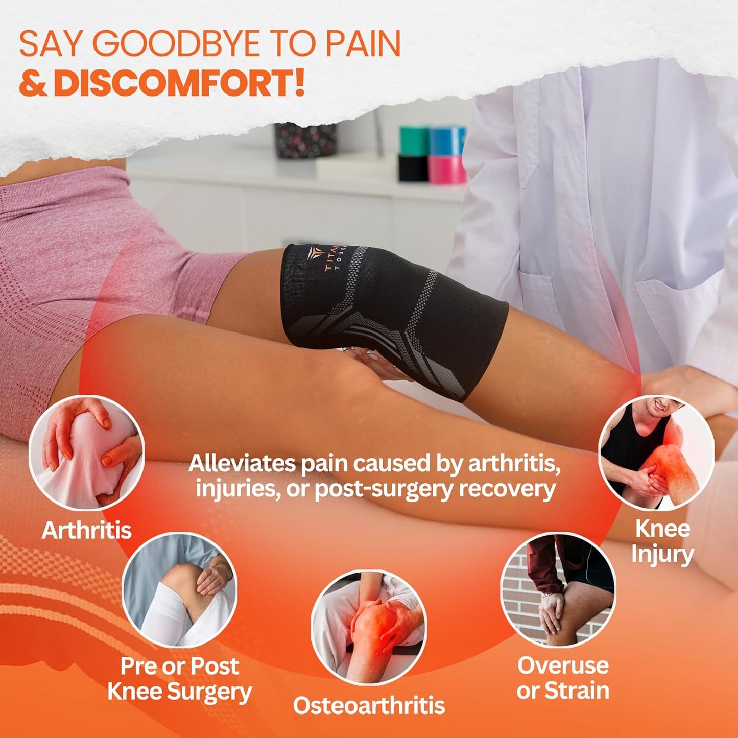 Knee Brace (L) – Compression Sleeve for Joint Pain & Workout Support