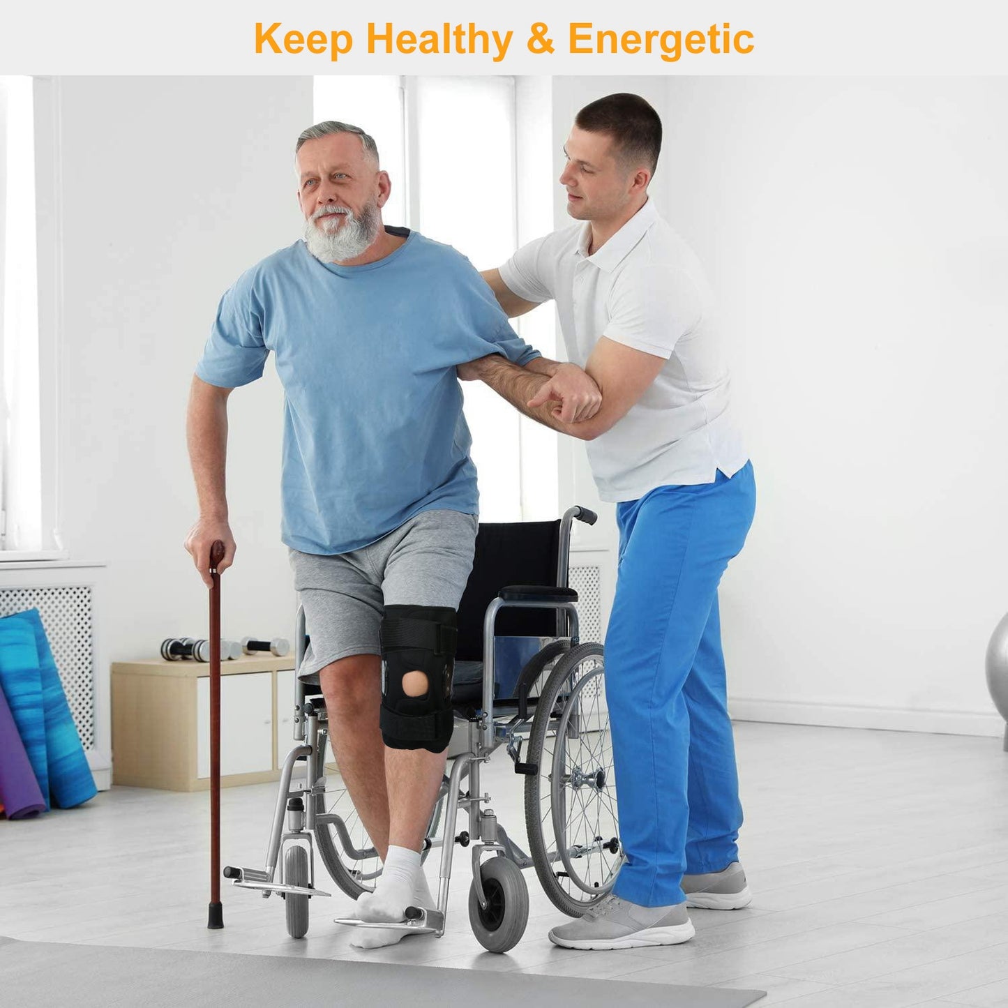 Titan Tough Hinged Knee Brace for Men - Adjustable Open Patella Support for Large & Plus Size