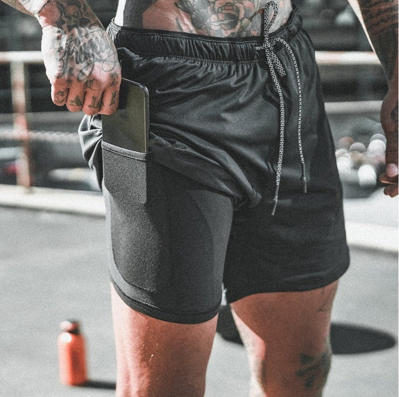 Titan Tough Men's Performance Compression Shorts with Phone Pocket - Gym & Training