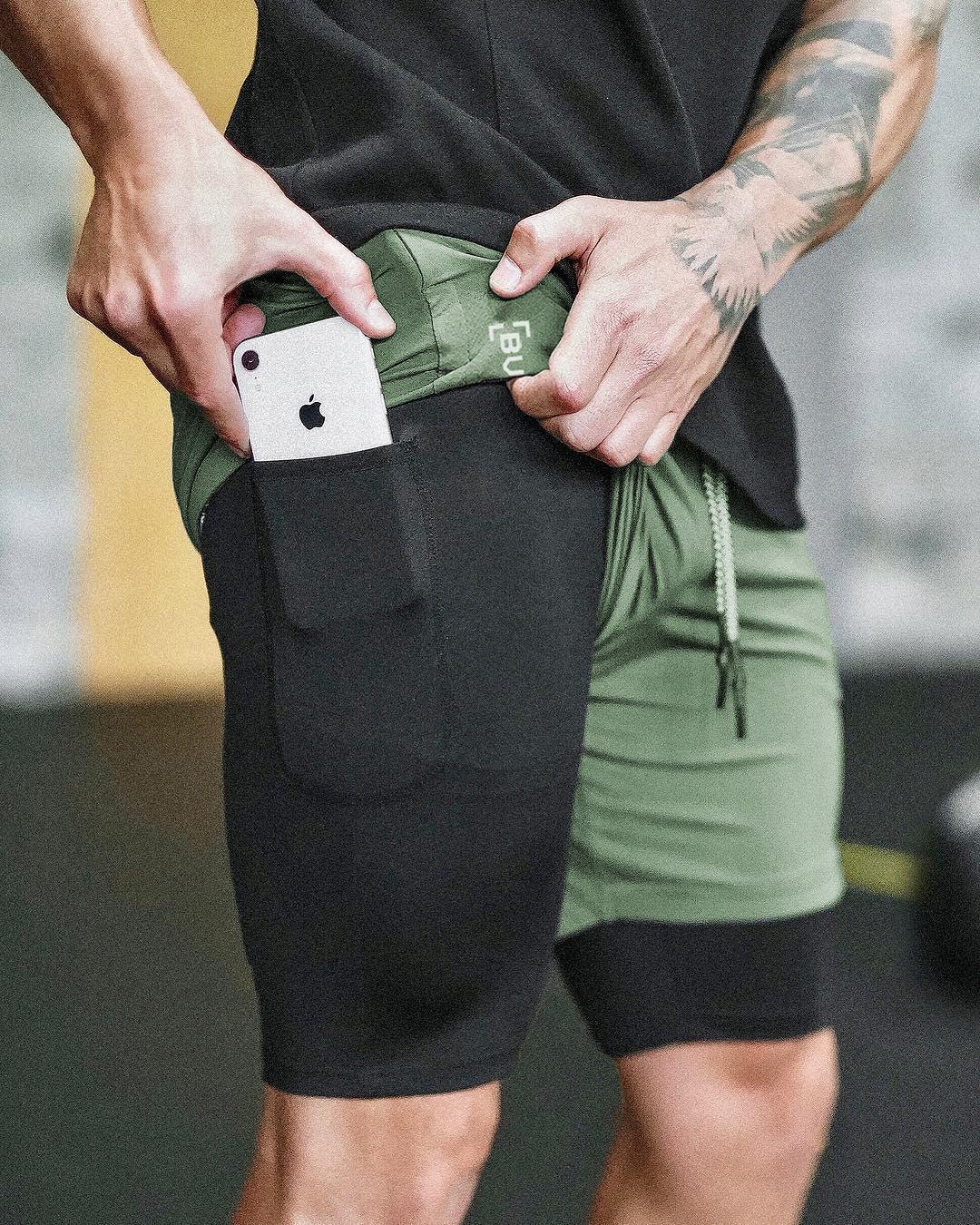Titan Tough Men's Performance Compression Shorts with Phone Pocket - Gym & Training