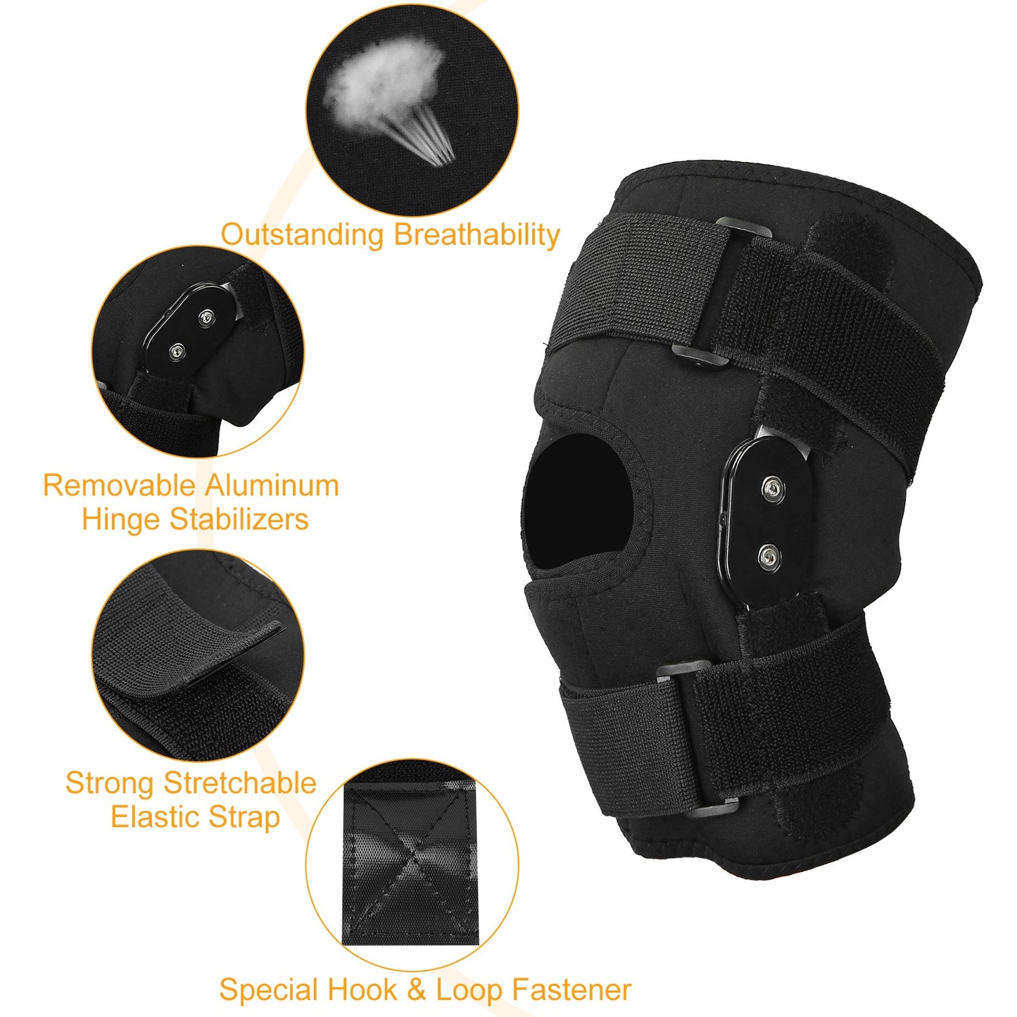 Titan Tough Hinged Knee Brace for Men - Adjustable Open Patella Support for Large & Plus Size