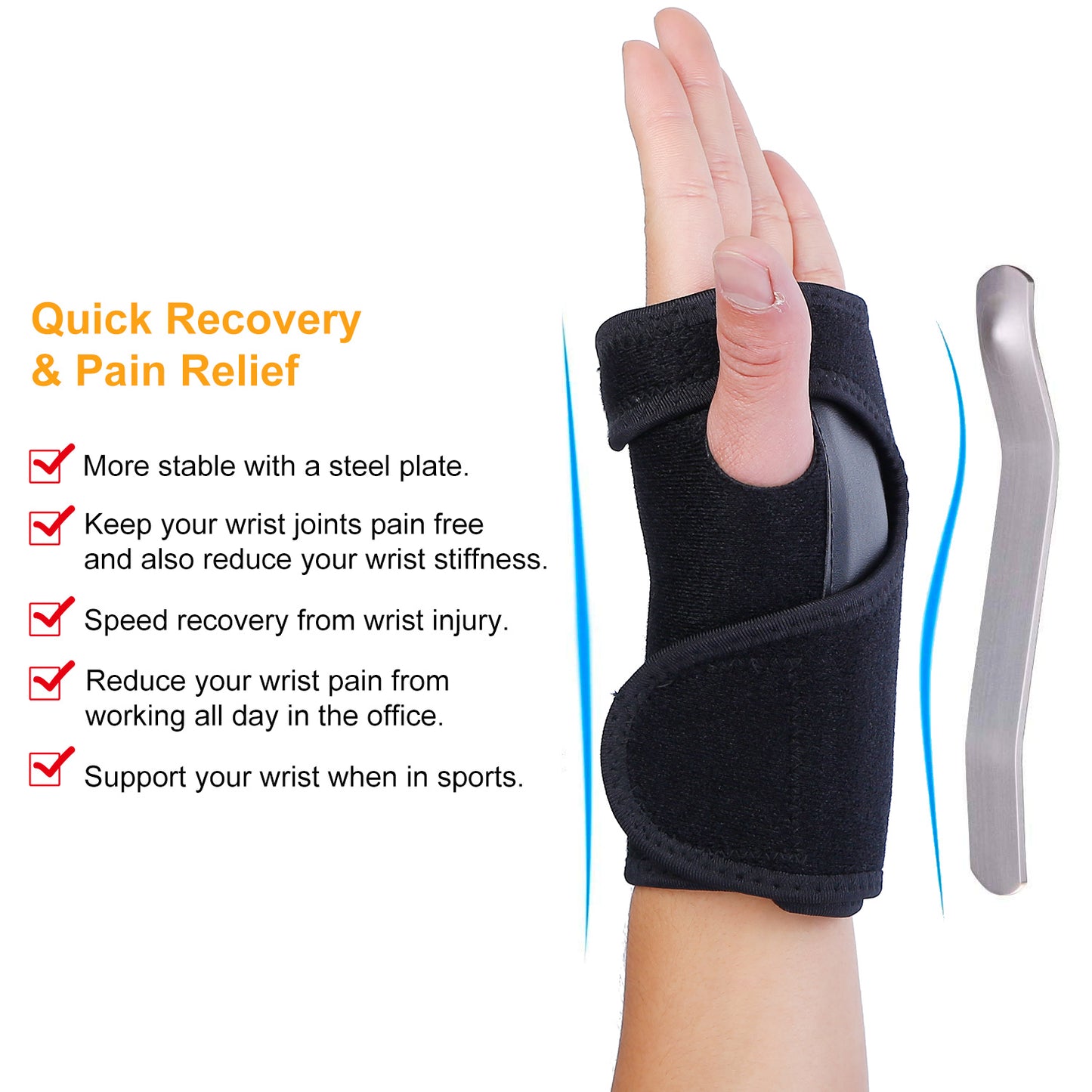 Titan Tough Wrist Brace with Splint - Carpal Tunnel Support for Men, Left Hand Recovery & Weightlifting