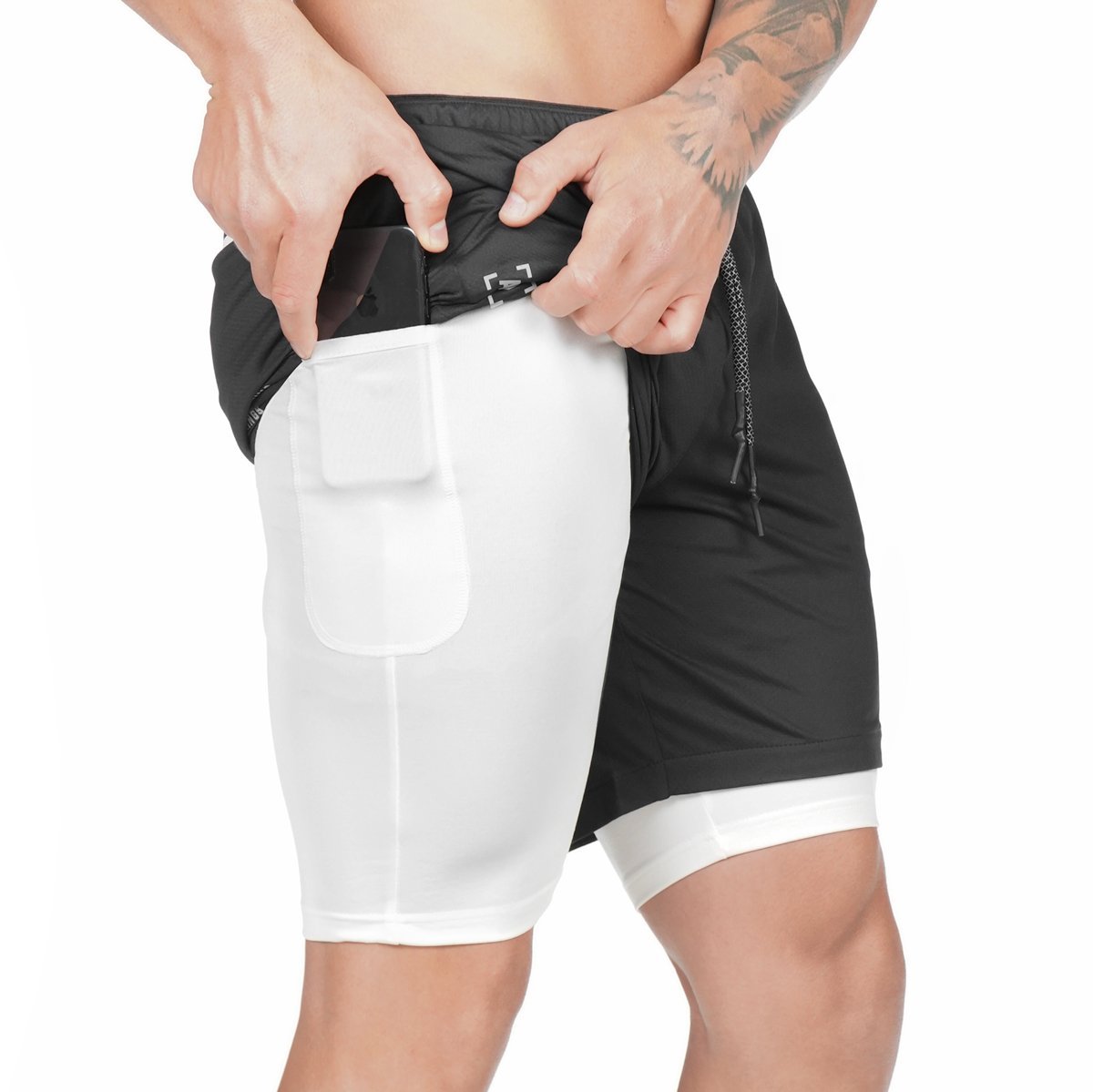 Titan Tough Men's Performance Compression Shorts with Phone Pocket - Gym & Training