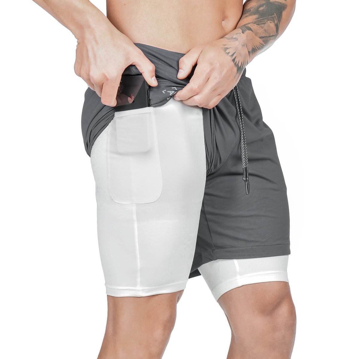 Titan Tough Men's Performance Compression Shorts with Phone Pocket - Gym & Training