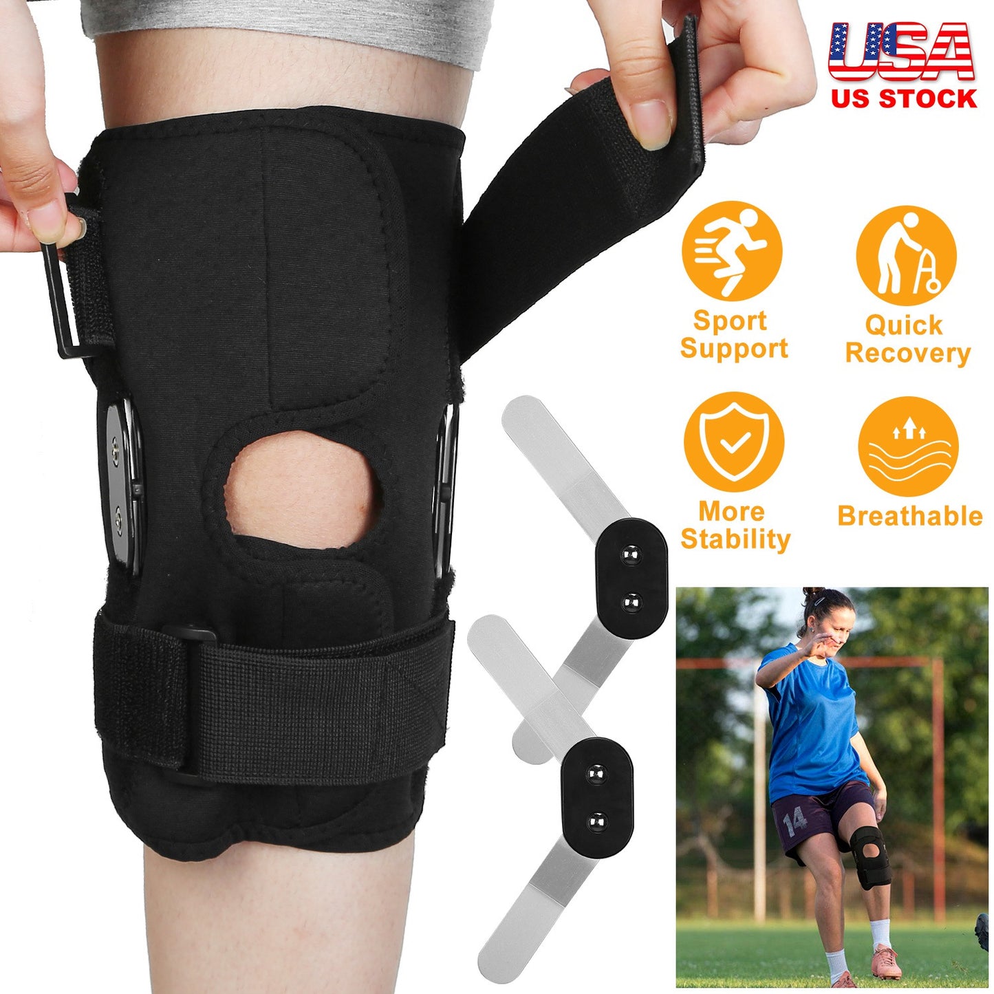 Titan Tough Hinged Knee Brace for Men - Adjustable Open Patella Support for Large & Plus Size
