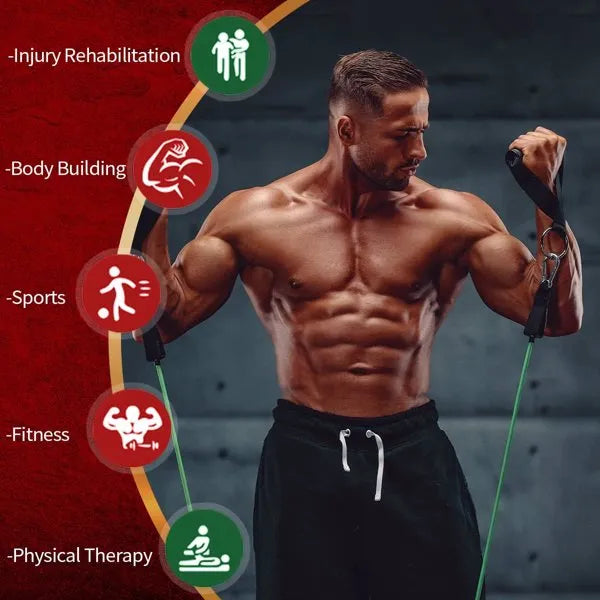 Titan Tough 11-Piece Resistance Band Set - Heavy Duty Exercise Bands for Men with Handles, Door Anchor & Ankle Straps