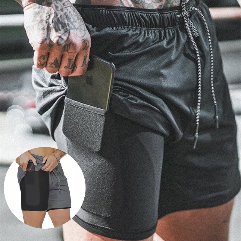 Titan Tough Men's Performance Compression Shorts with Phone Pocket - Gym & Training