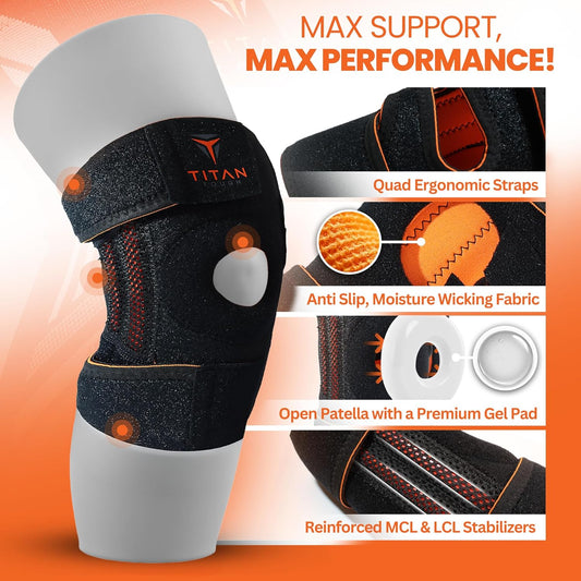 Knee Brace w/ Side Stabilizers (L) – Compression Support for Pain & Recovery